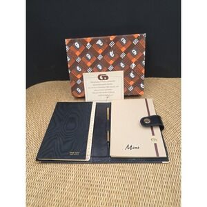 Vintage Italian Leather Notepad Address Book Pen Holder Snap Closure Italy